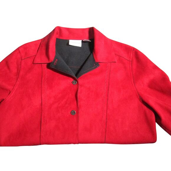 Alfred Dunner Women's Blazer Jacket Red and Black Long Sleeves Pockets Size 14P - Picture 3 of 6